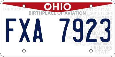 OH license plate FXA7923