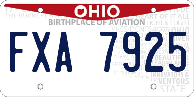 OH license plate FXA7925