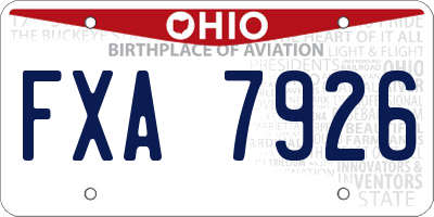 OH license plate FXA7926