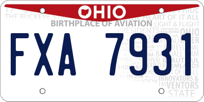 OH license plate FXA7931