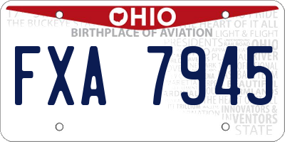 OH license plate FXA7945