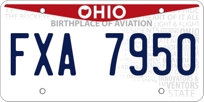 OH license plate FXA7950