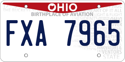 OH license plate FXA7965
