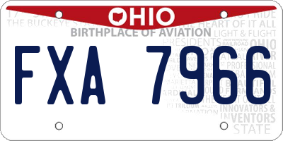 OH license plate FXA7966