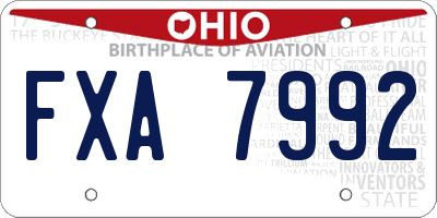 OH license plate FXA7992