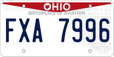OH license plate FXA7996