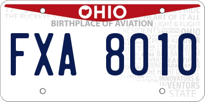 OH license plate FXA8010