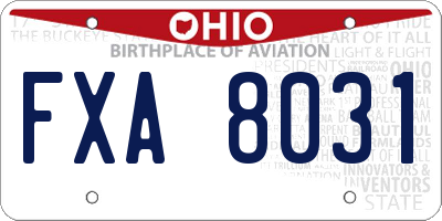 OH license plate FXA8031