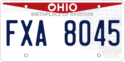 OH license plate FXA8045