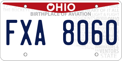 OH license plate FXA8060