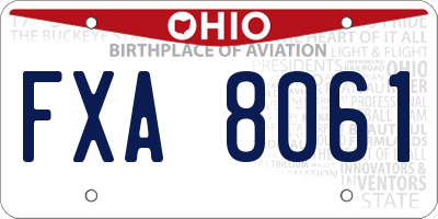 OH license plate FXA8061