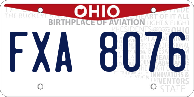 OH license plate FXA8076