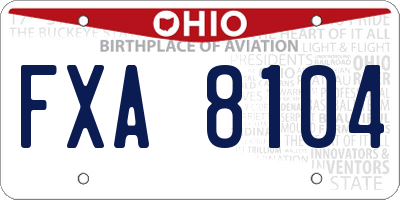 OH license plate FXA8104