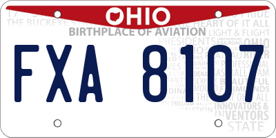 OH license plate FXA8107