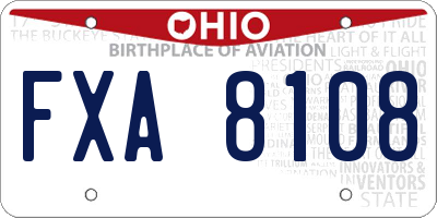 OH license plate FXA8108