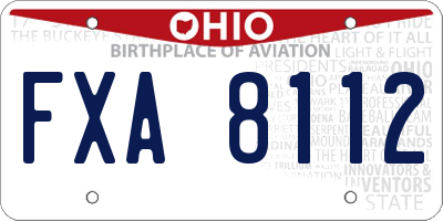 OH license plate FXA8112
