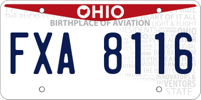 OH license plate FXA8116