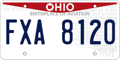 OH license plate FXA8120
