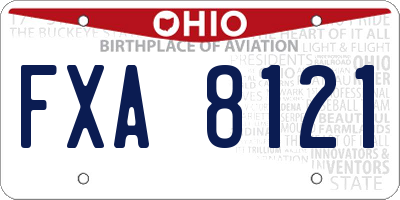 OH license plate FXA8121