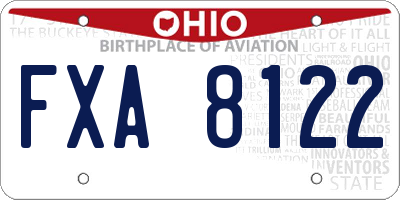 OH license plate FXA8122