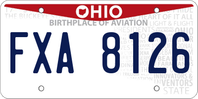 OH license plate FXA8126