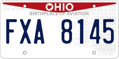 OH license plate FXA8145