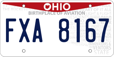 OH license plate FXA8167