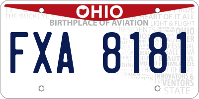 OH license plate FXA8181