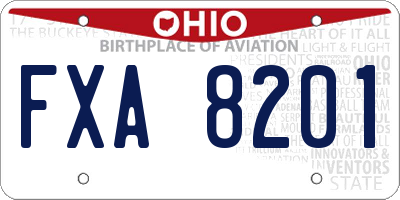OH license plate FXA8201