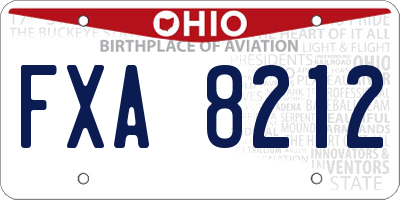 OH license plate FXA8212