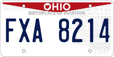 OH license plate FXA8214