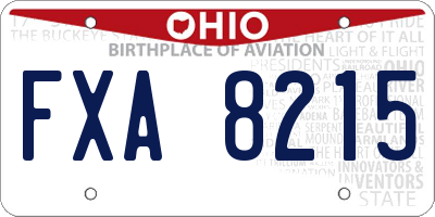 OH license plate FXA8215