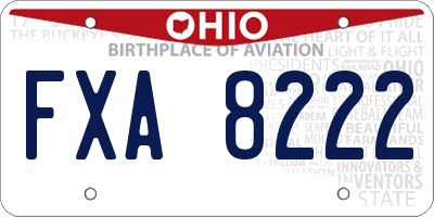 OH license plate FXA8222
