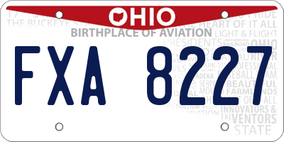 OH license plate FXA8227
