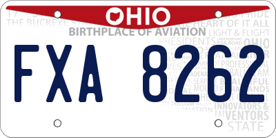 OH license plate FXA8262