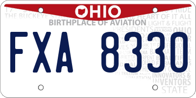OH license plate FXA8330