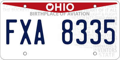 OH license plate FXA8335