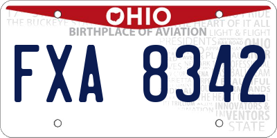 OH license plate FXA8342