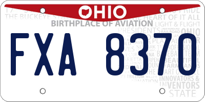 OH license plate FXA8370