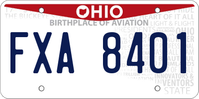 OH license plate FXA8401