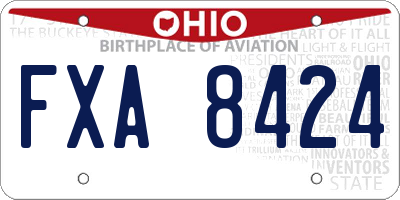 OH license plate FXA8424