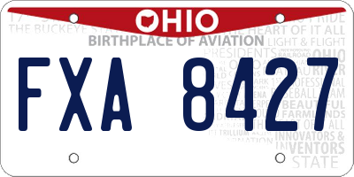 OH license plate FXA8427
