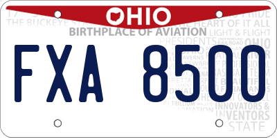 OH license plate FXA8500
