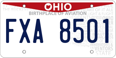 OH license plate FXA8501
