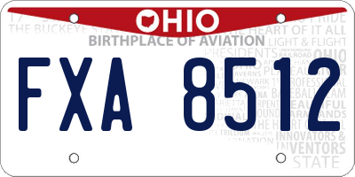 OH license plate FXA8512