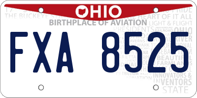 OH license plate FXA8525