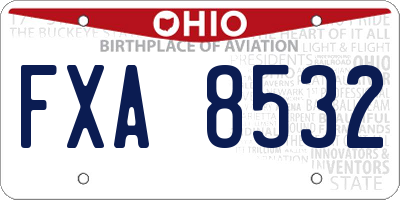 OH license plate FXA8532