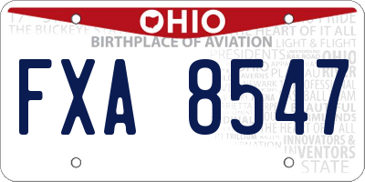 OH license plate FXA8547