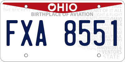 OH license plate FXA8551
