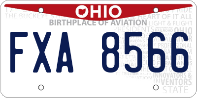 OH license plate FXA8566
